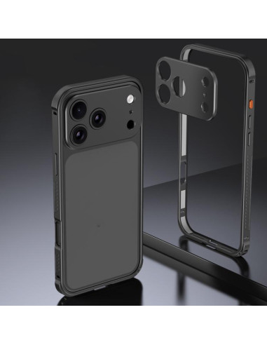 Cover iPhone 17 Pro Metallo Arancione Nero | Melacompro