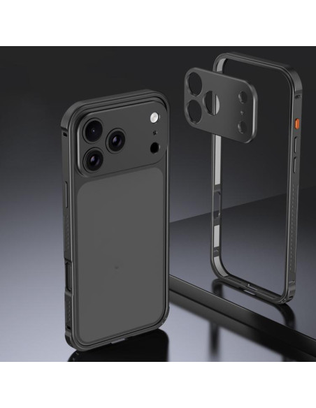 Cover iPhone 17 Pro Metallo Arancione Nero | Melacompro