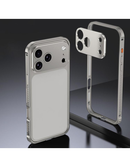 Cover iPhone 17 Pro Metallo Arancione Grigio | Melacompro
