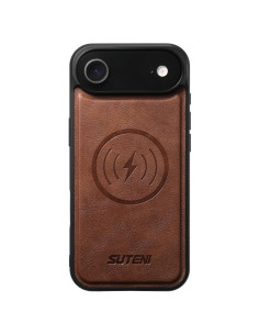 Cover iPhone Air PC + PU Denim Blu Scuro MagSafe Marrone