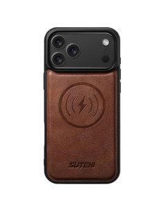 Cover iPhone 17 Pro Denim PC + PU Blu Blu Navy Marrone