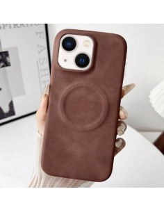 Cover iPhone 14 PU Leather Marrone con Tasca Carte