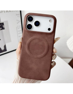 Cover iPhone 17 Pro Max Denim PC + PU Blu Scuro Marrone