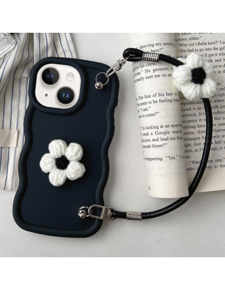 Cover iPhone 14 TPU Floreale Rosa Nero | Melacompro