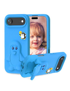 Cover iPhone Air EVA Antiurto Pinguino Bambino Arancione Blu