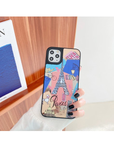 Cover iPhone 11 TPU Torre Eiffel Grigio Blu