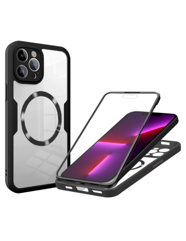 Cover iPhone 13 Pro Max Pelle Beige Nero | Melacompro