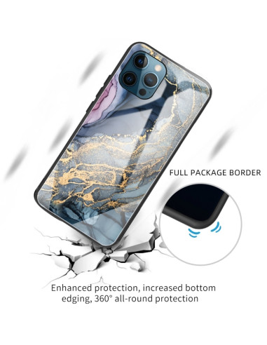 Cover iPhone 11 Marmo Grigio Glass Oro | Melacompro
