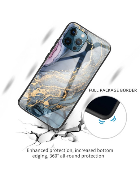 Cover iPhone 11 Marmo Grigio Glass Oro | Melacompro