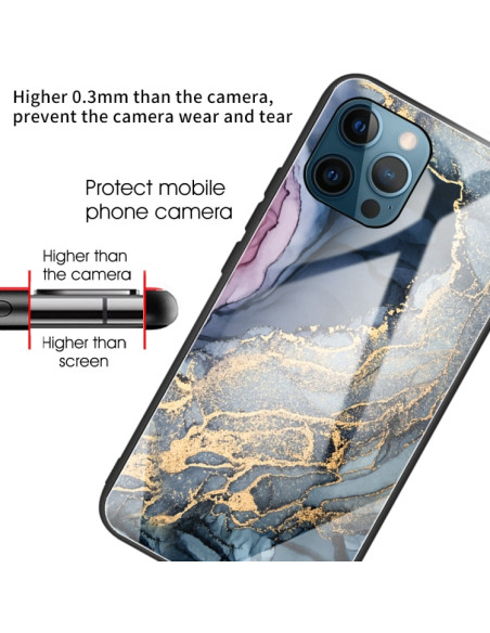 Cover iPhone 11 Marmo Grigio Glass Oro | Melacompro