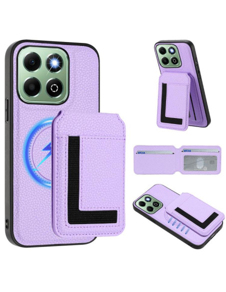 Cover Honor X6B Magnetic Nero Portafoglio Light Viola | Melacompro