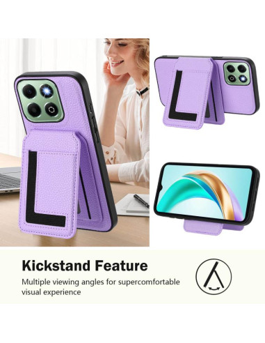 Cover Honor X6B Magnetic Nero Portafoglio Light Viola | Melacompro