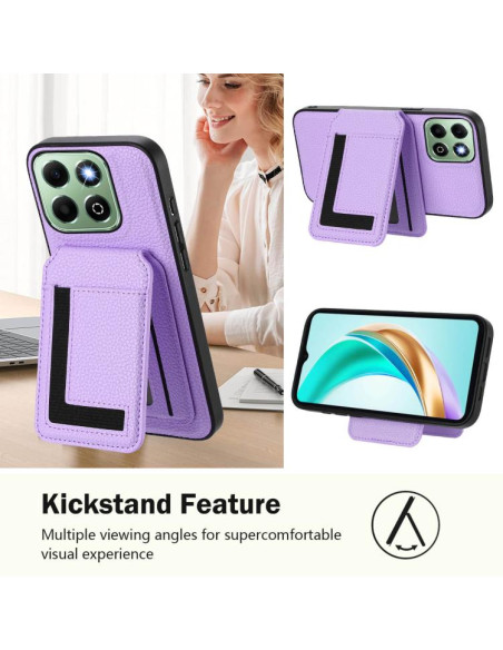 Cover Honor X6B Magnetic Nero Portafoglio Light Viola | Melacompro