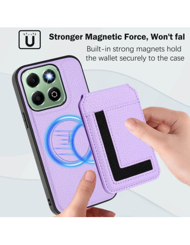 Cover Honor X6B Magnetic Nero Portafoglio Light Viola | Melacompro