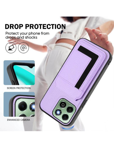 Cover Honor X6B Magnetic Nero Portafoglio Light Viola | Melacompro