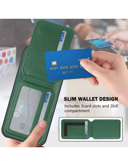 Cover Honor X6B Magnetic Nero Portafoglio Verde | Melacompro