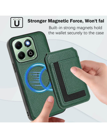 Cover Honor X6B Magnetic Nero Portafoglio Verde | Melacompro