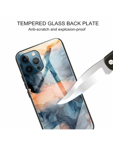 Cover iPhone 11 Marmo Grigio Glass Blu | Melacompro