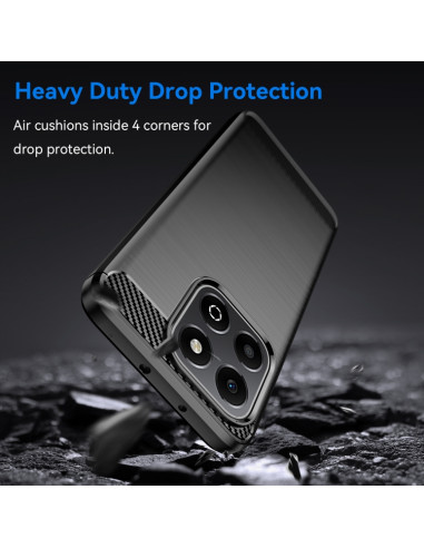 Cover Honor X6B TPU Fibra di Carbonio Blu Nero | Melacompro