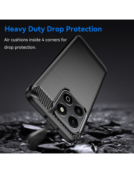 Cover Honor X6B TPU Fibra di Carbonio Blu Nero | Melacompro