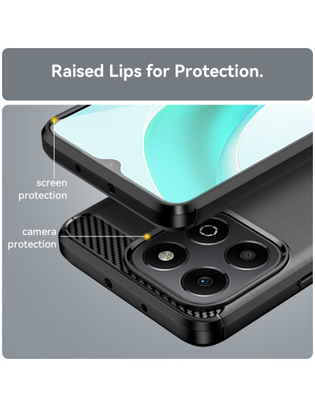 Cover Honor X6B TPU Fibra di Carbonio Blu Nero | Melacompro