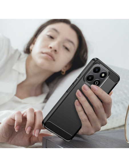 Cover Honor X6B TPU Fibra di Carbonio Blu Nero | Melacompro