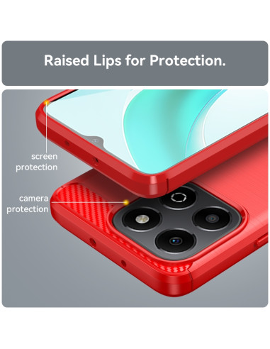 Cover Honor X6B TPU Fibra di Carbonio Blu Rosso | Melacompro