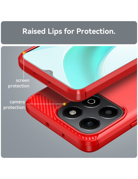 Cover Honor X6B TPU Fibra di Carbonio Blu Rosso | Melacompro