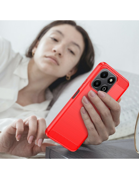 Cover Honor X6B TPU Fibra di Carbonio Blu Rosso | Melacompro