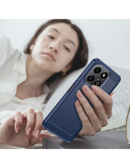 Cover Honor X6B TPU Fibra di Carbonio Blu | Melacompro