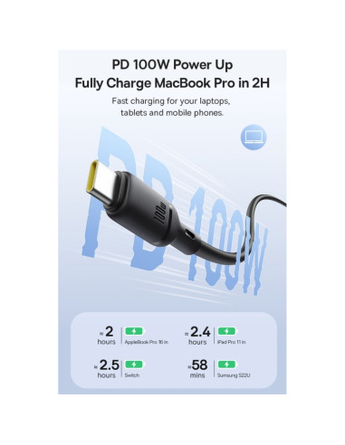 Cavo USB-C Baseus 100W 1m Bianco Nero | Melacompro
