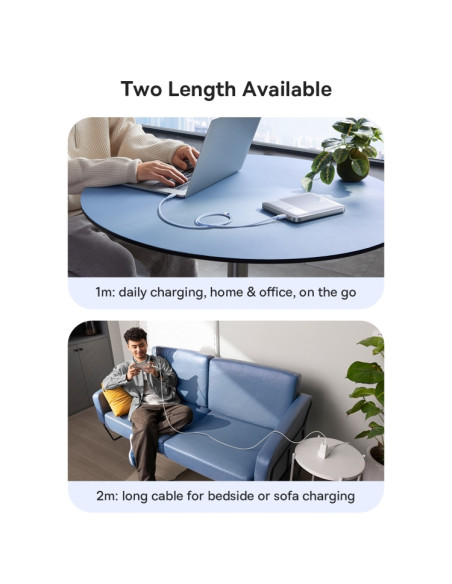 Cavo USB-C Baseus 100W 1m Bianco Nero | Melacompro