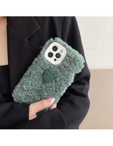 Cover iPhone 11 TPU Nero Trama Litchi Verde | Melacompro