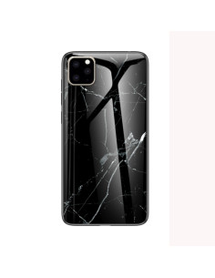 Cover iPhone 11 Glass Marmo Protezione Antiurto Nero