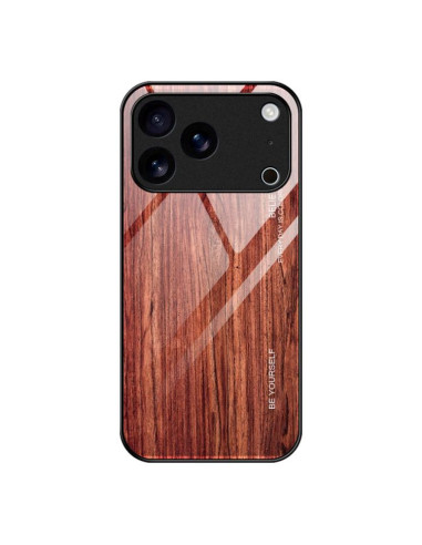 Cover iPhone 17 Pro Vetro Venatura Legno Coffee | Melacompro