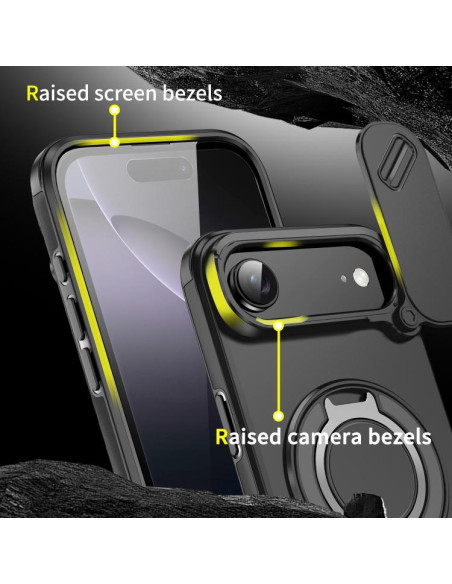 Cover iPhone Air Mimetico Ring Holder Nero | Melacompro