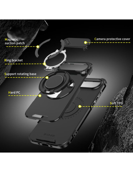 Cover iPhone Air Mimetico Ring Holder Nero | Melacompro