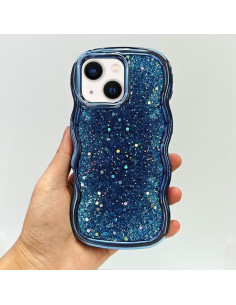 Cover iPhone 15 Pro TPU Reticolo 3D Glitterato Nero