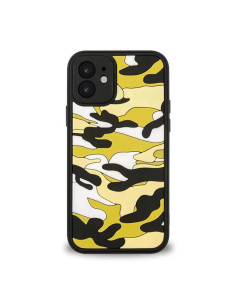 Cover iPhone 12 Pro Silicone Mimetico Nuvole Nero Giallo