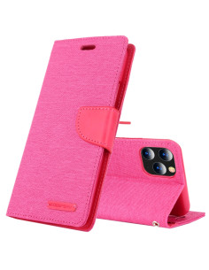 Cover iPhone 12 Pro Max in Pelle Blu a Libro Rose Rosso