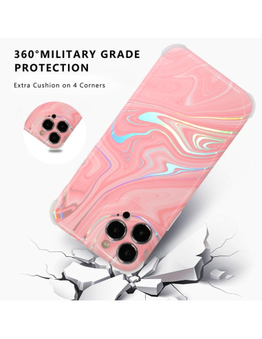 Cover iPhone 13 TPU Marmo Laser Rosa | Melacompro