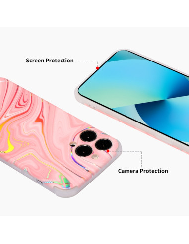 Cover iPhone 13 TPU Marmo Laser Rosa | Melacompro