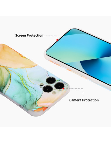 Cover iPhone 13 TPU Marmo Laser Rosa Blu | Melacompro