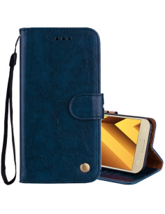 Cover Galaxy A5 2017 Pelle Flip Portafoglio Blu