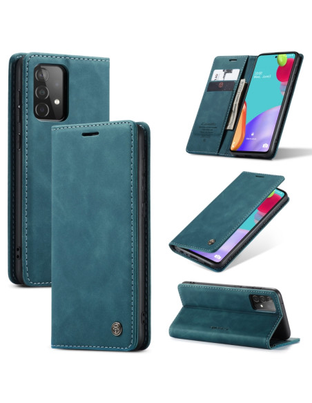 Cover Galaxy A52 5G Pelle Portafoglio Blu | Melacompro