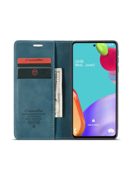 Cover Galaxy A52 5G Pelle Portafoglio Blu | Melacompro