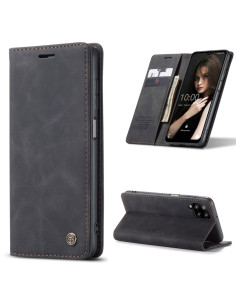 Cover Galaxy A12 Pelle Flip con Portafoglio Nero