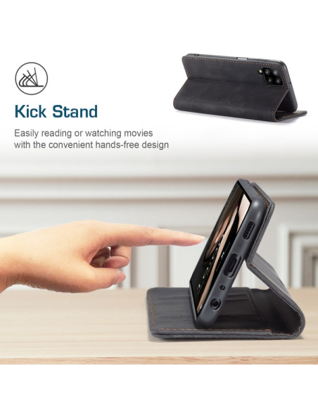 Cover Galaxy A12 Pelle Flip Portafoglio Nero | Melacompro