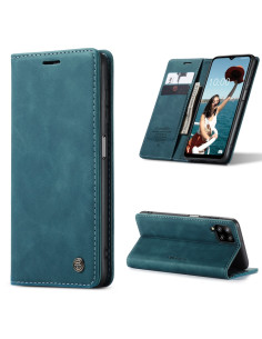 Cover Galaxy A12 Pelle Flip con Portafoglio Blu