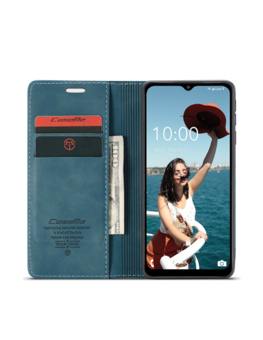 Cover Galaxy A12 Pelle Flip Portafoglio Blu | Melacompro